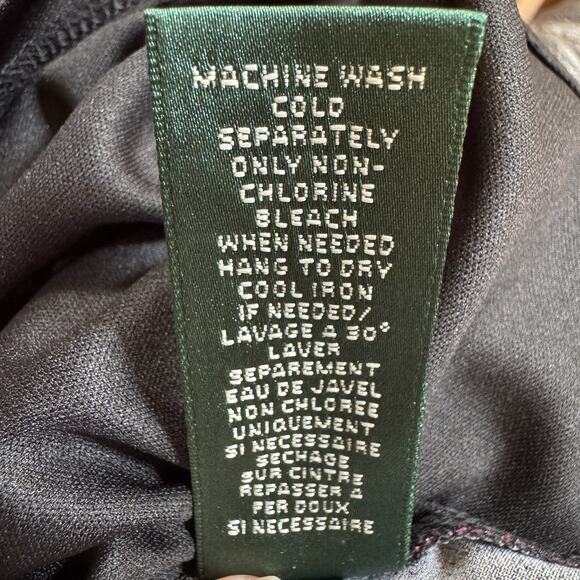 Ralph Lauren Womens Dress Black Floral Stretch Faux Wrap Ruched Elegant Sheath 8 - Picture 9 of 9